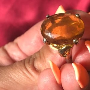 Vintage Sarah Coventry Topaz Gold Tone Retro ring